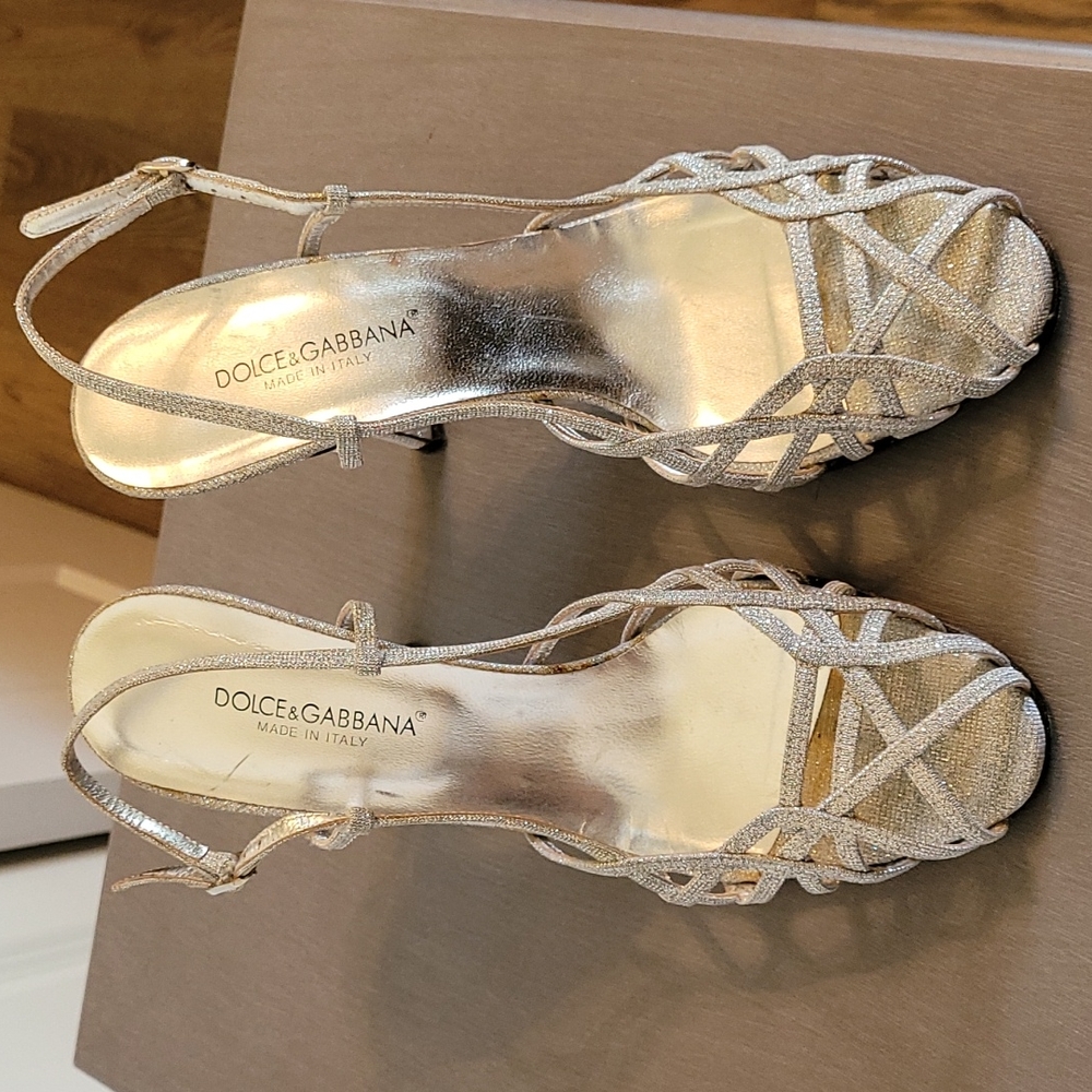 Dolce & Gabbana silver glitter heels